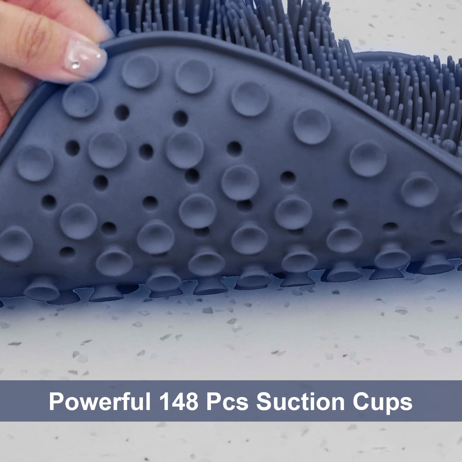 BESKAR Foot Scrubber Mat hangs on the hook for easy storage