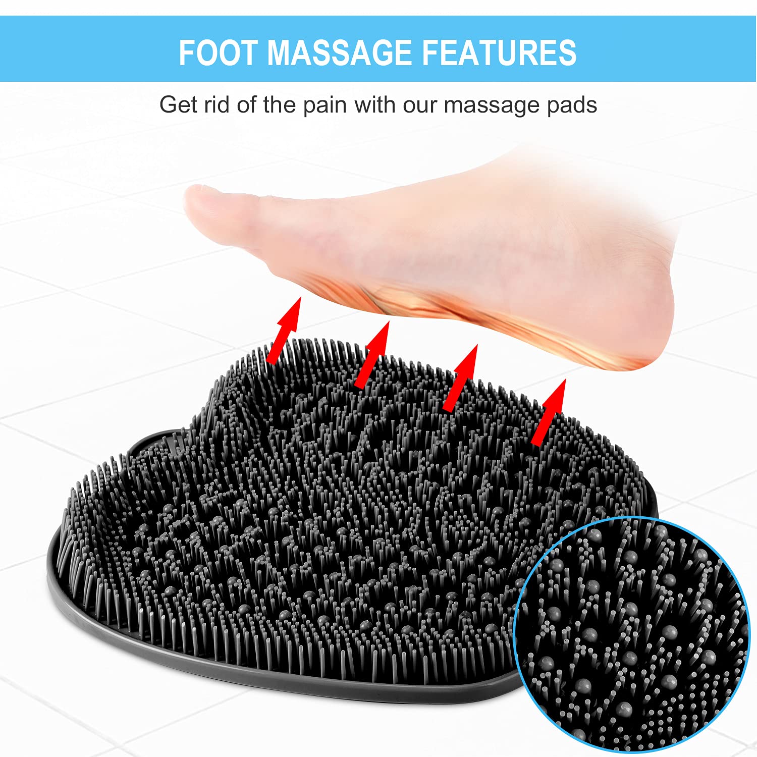 Beskar larger shower foot scrubber mat callus-softening action helps dry skin.