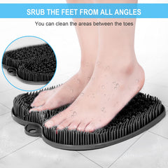 Beskar larger shower foot scrubber mat stand-on design reduces bending during cleaning.