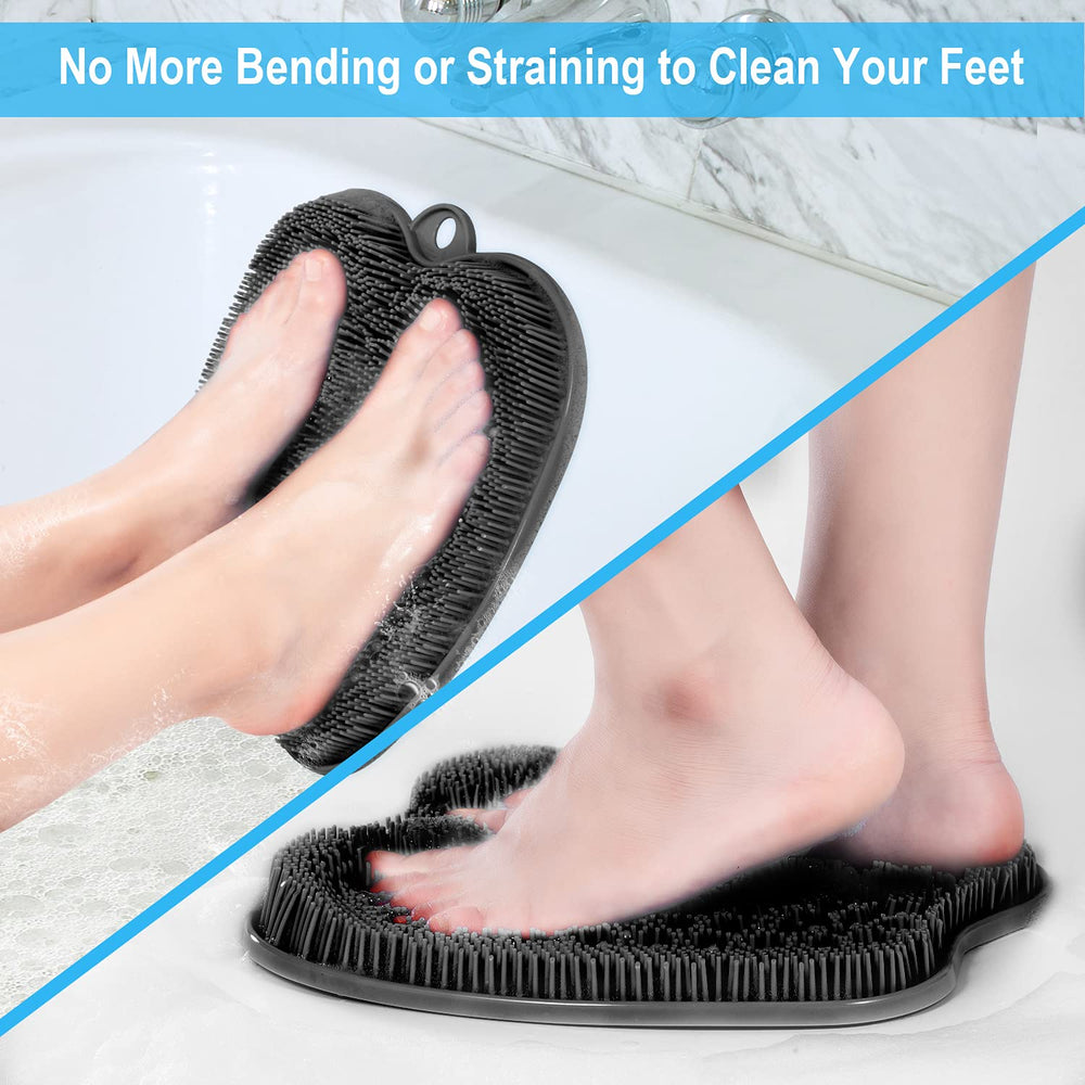 Beskar larger shower foot scrubber mat suction cups securely grip shower floor.