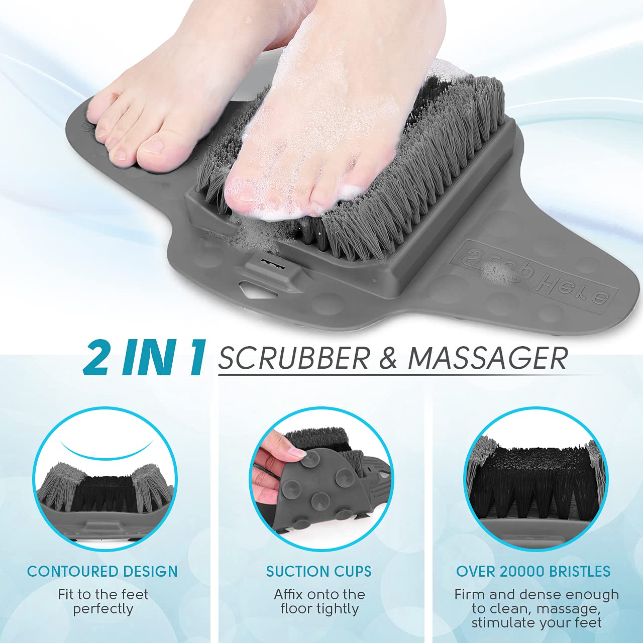 BESKAR foot scrubber dual-bristle design for multi-angle cleaning