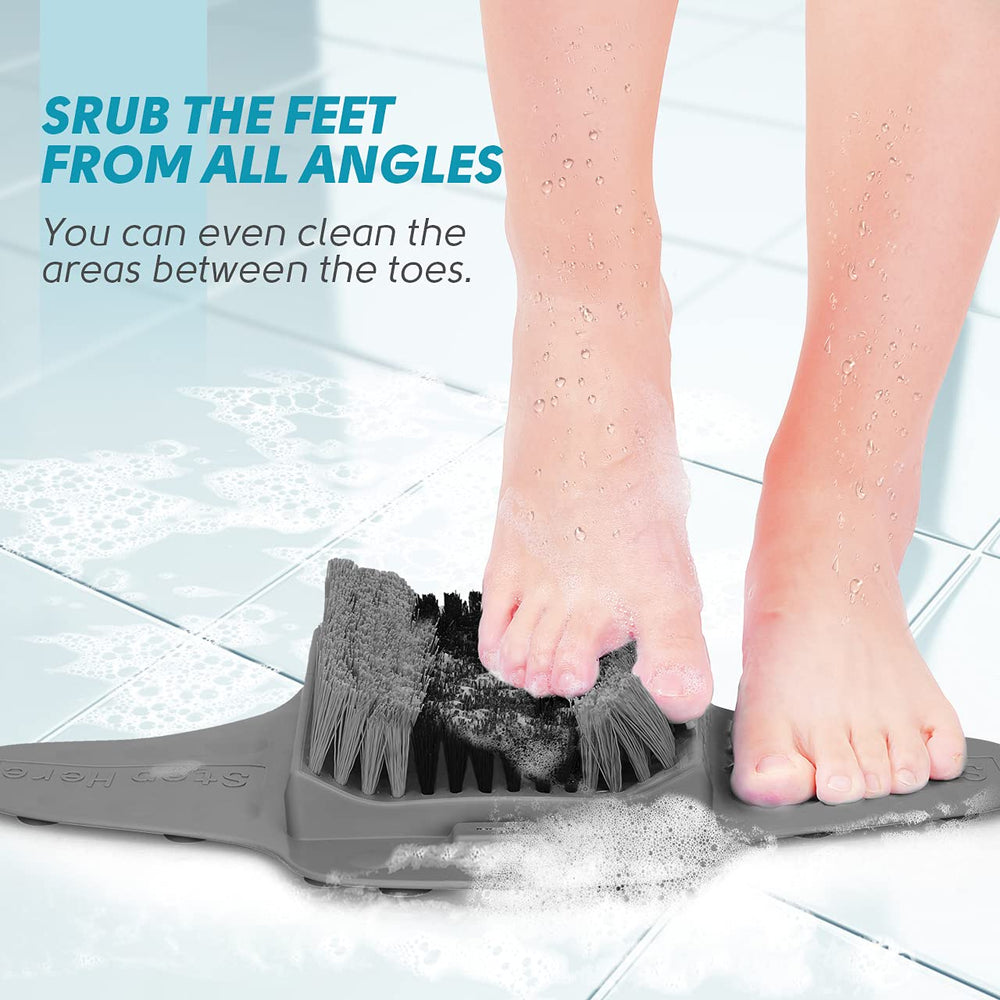BESKAR foot scrubber with strong suction cups on shower floor