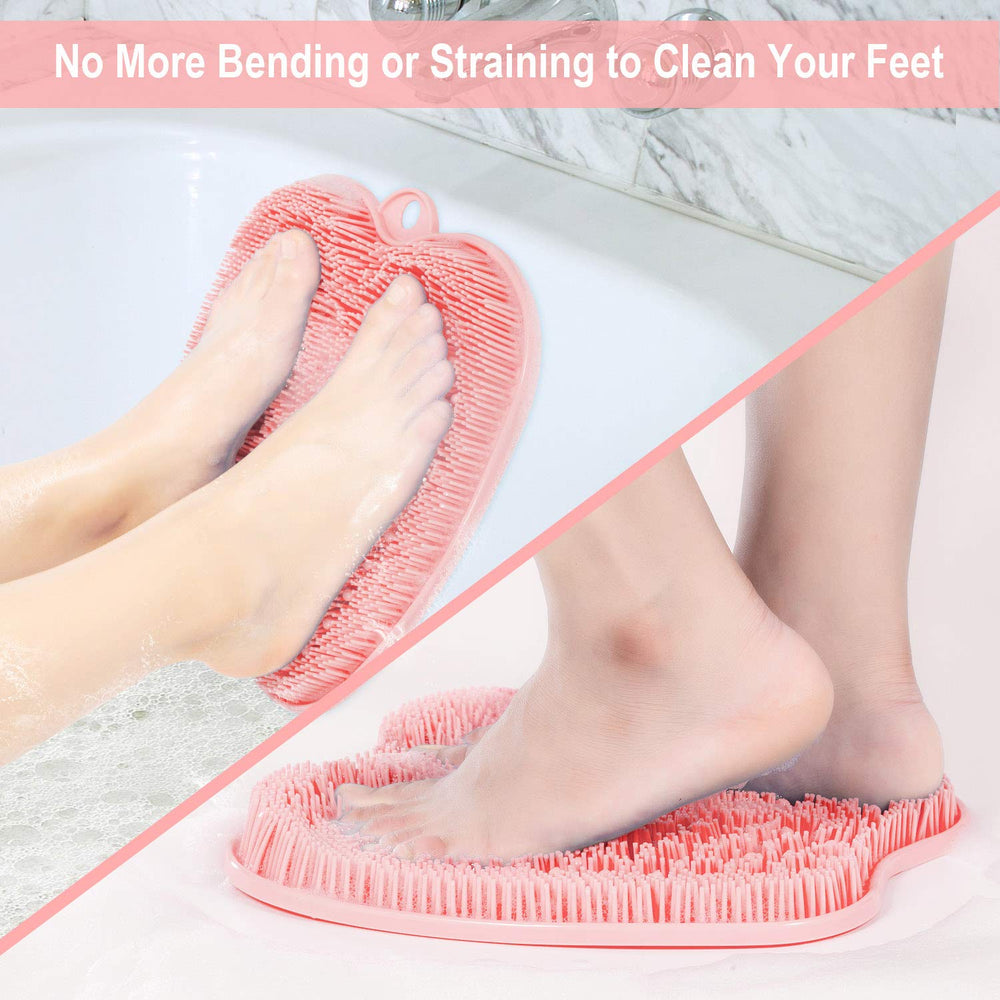 BESKAR XL foot scrubber mat suction cups secure in shower setup.