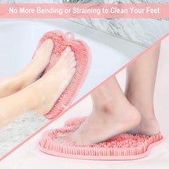 BESKAR XL foot scrubber mat suction cups secure in shower setup.