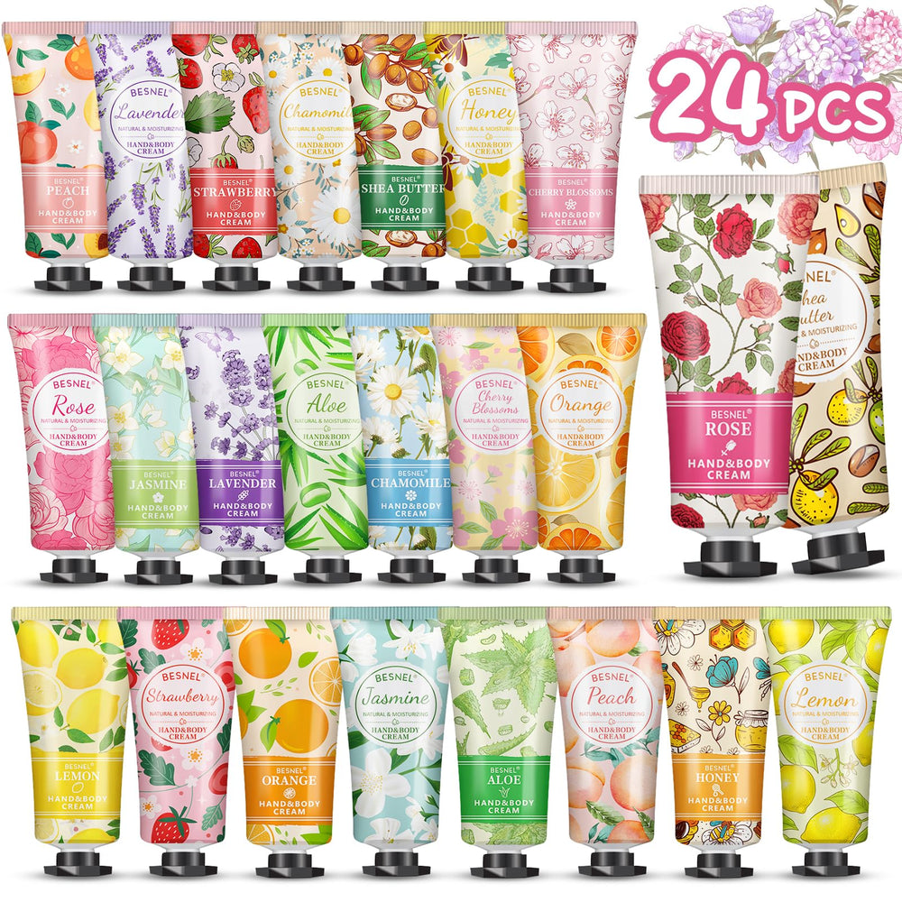BESNEL 24-pack hand cream gift set with varied fragrances for daily gifting.