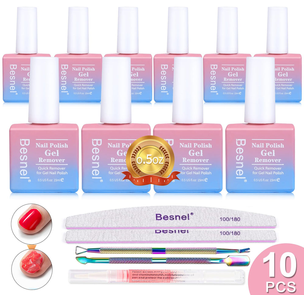 BESNEL gel nail polish remover packaging shows a compact home kit for easy at-home removal