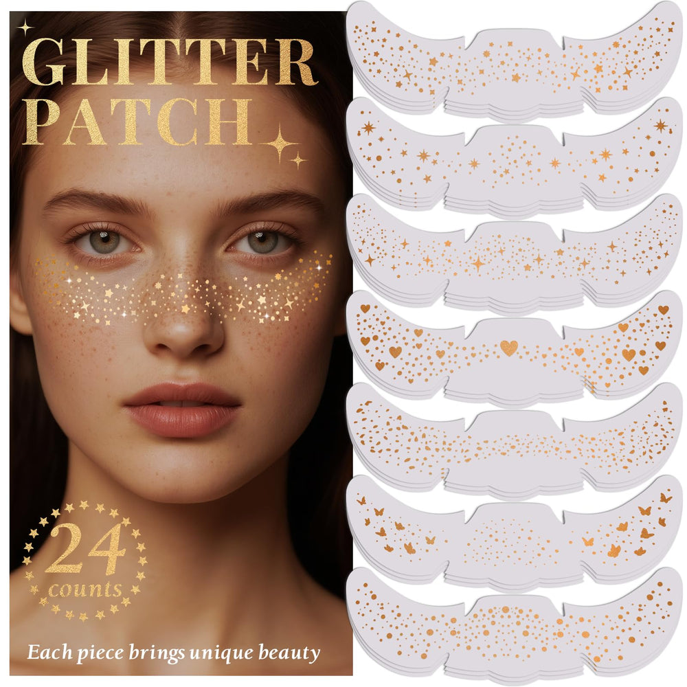 BESNEL glitter freckles patches 24pc pack with varied patterns for effortless festival makeup