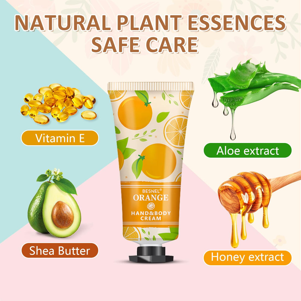 BESNEL hand cream fragrance assortment showcasing 12 options for daily mood matching.