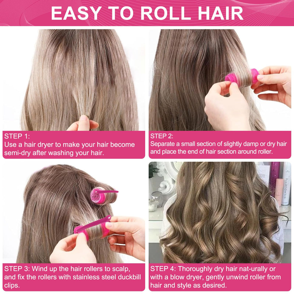 Besseek hair rollers with gentle grip and clip-free design