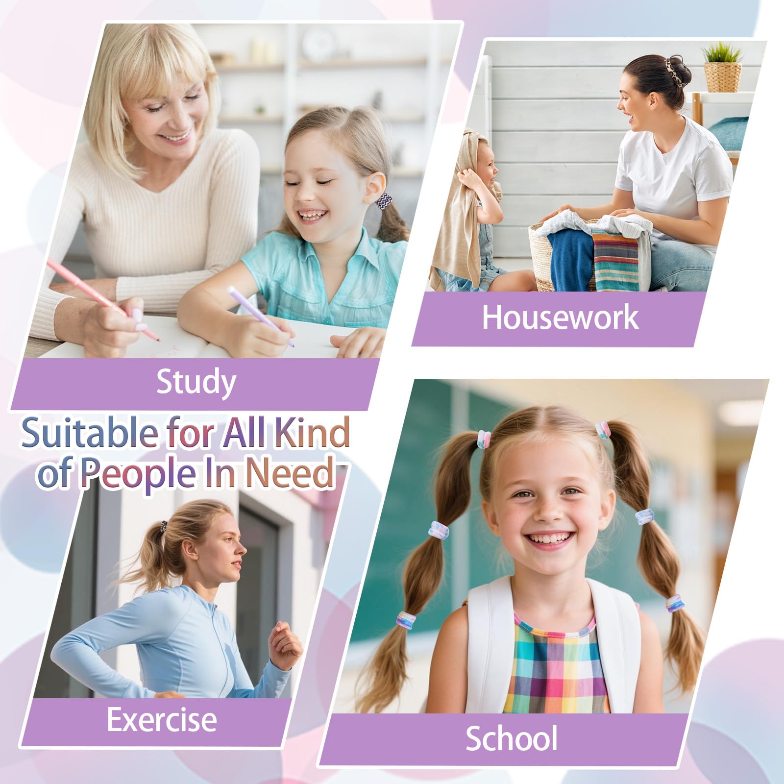 Bessrung multicolor hair ties used by women and kids on the go for any activity.