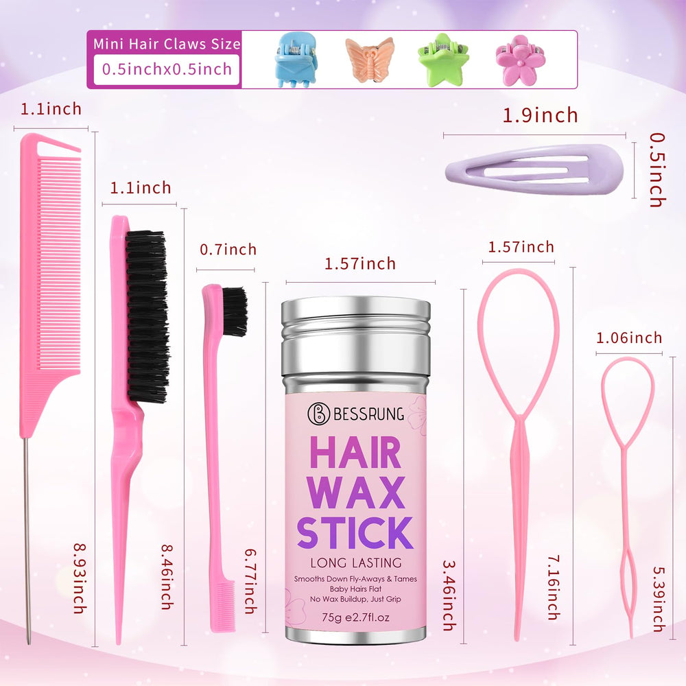 Bessrung styling tools with edge brush, rat-tail comb, and teasing brush