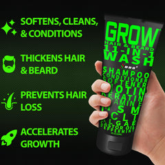 Best Beard Stuff GROW 11in1 label closeup highlights biotin and keratin benefits.