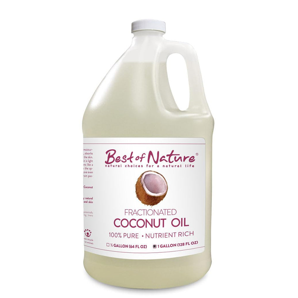 Best of Nature fractionated coconut oil bottle for lightweight hydration and quick skin absorption.