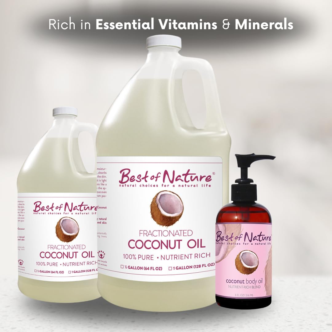 Best of Nature fractionated coconut oil for skin care and makeup removal.