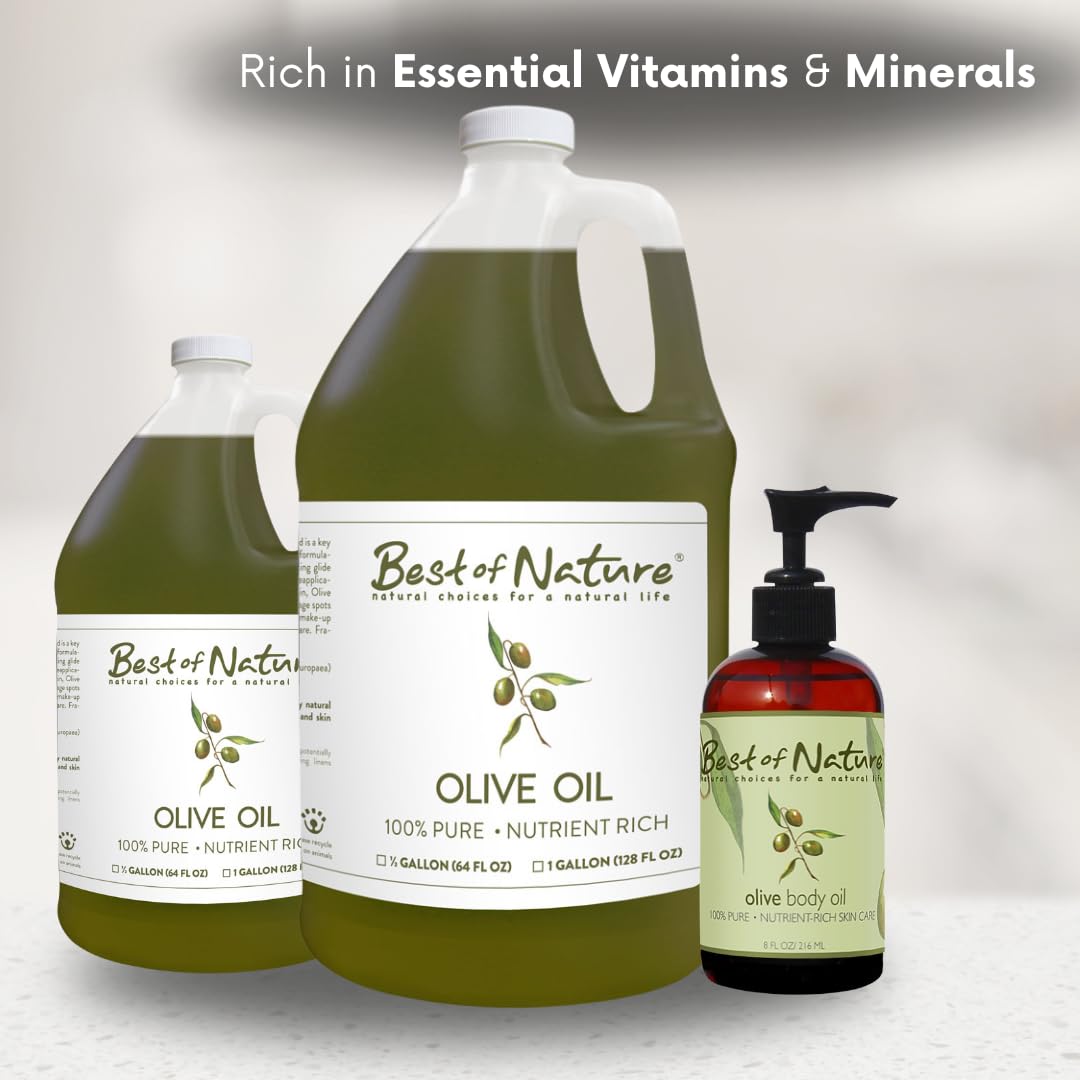 Best of Nature Olive Oil skin application demonstrates smoothing and moisturizing effects.