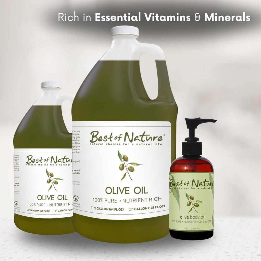 Best of Nature Olive Oil skin application demonstrates smoothing and moisturizing effects.