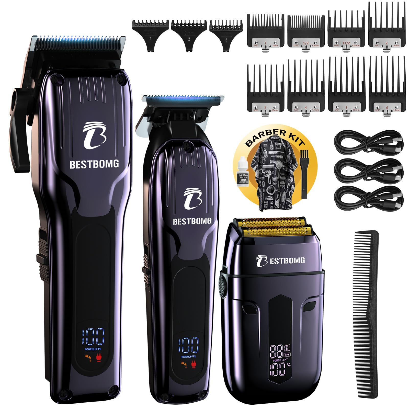 BESTBOMG BS-808C hair clipper metal body for durable at-home grooming.