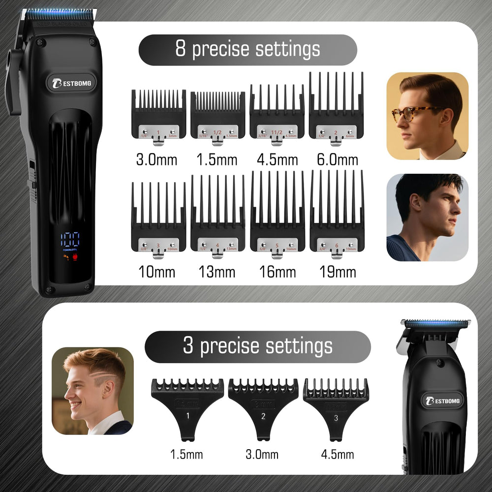 BESTBOMG BS-808A hair clipper and beard trimmer in-use illustration for versatile at-home grooming.