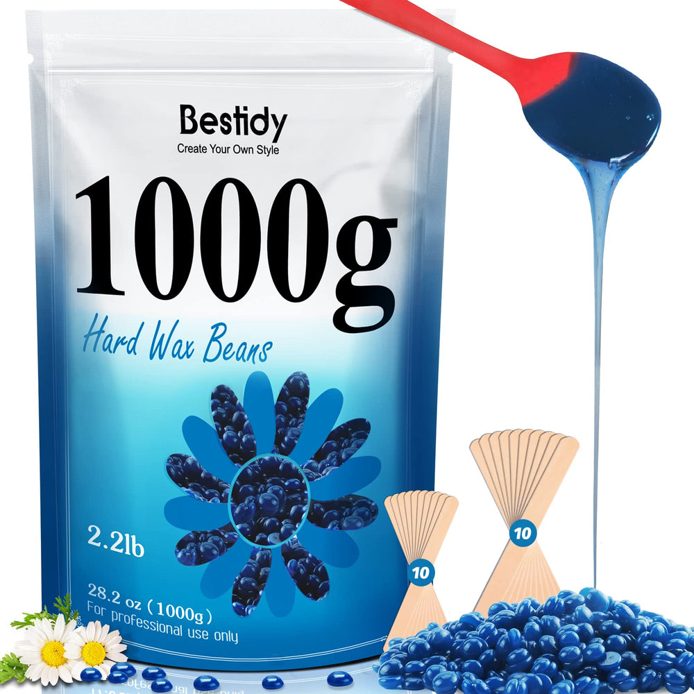 Bestidy hard wax beads blue bag closeup for long-lasting smoothness