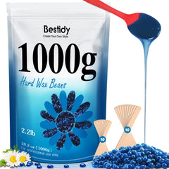 Bestidy hard wax beads blue bag closeup for long-lasting smoothness