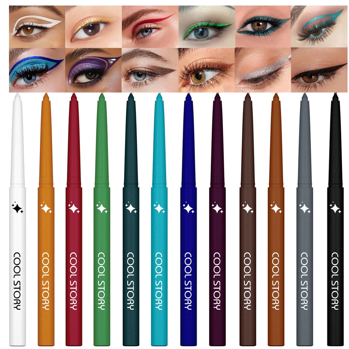 BestLand 12 colors shimmer eyeliner set color swatches for vibrant everyday looks