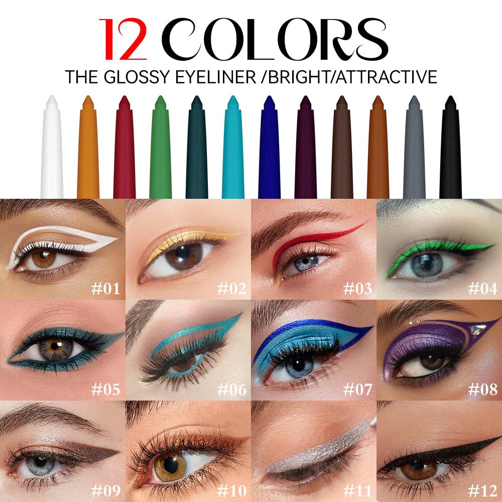 BestLand 12 colors shimmer eyeliner set waterproof formula in action