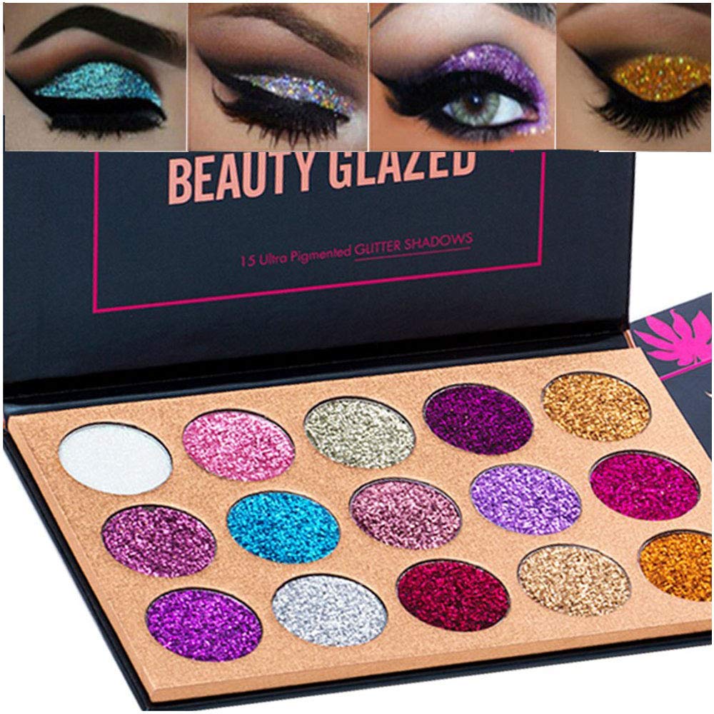 BestLand Glitter Eyeshadow Palette open shows vivid shimmer-ready colors