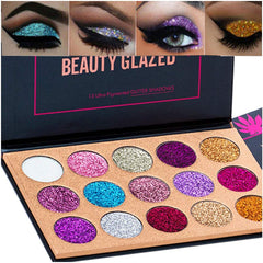 BestLand Glitter Eyeshadow Palette open shows vivid shimmer-ready colors