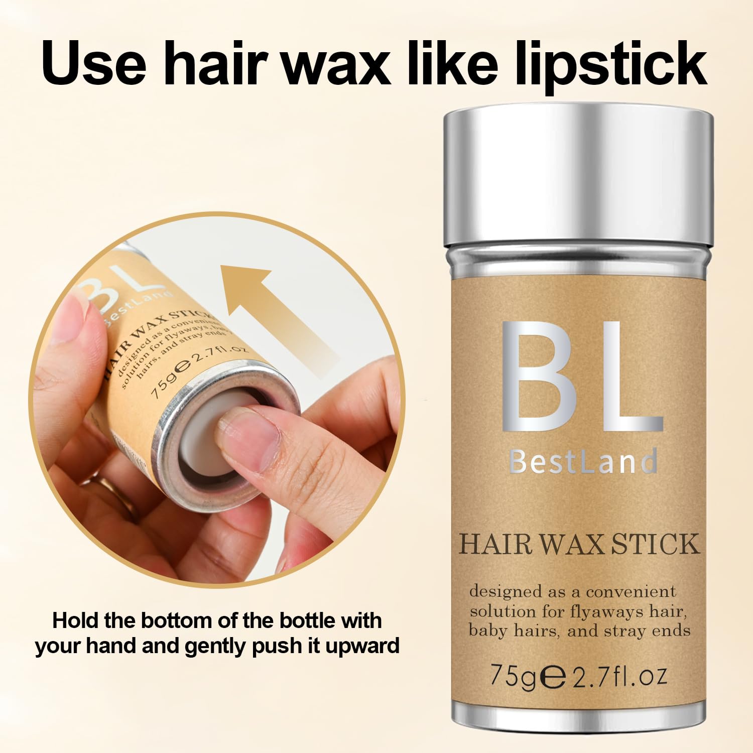 BestLand hair wax flyaway taming close-up demonstrating a non-greasy finish.
