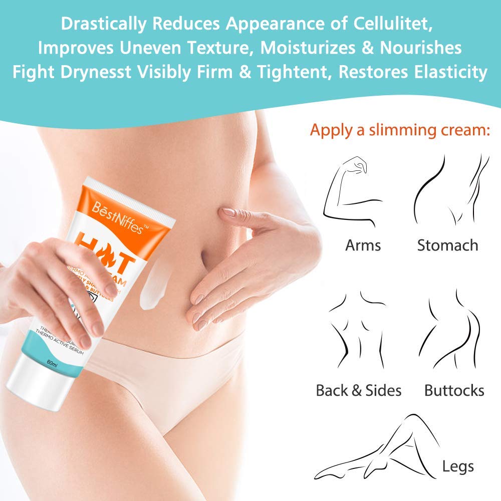 Bestniffes cellulite-treatment cream massaged around waist area.