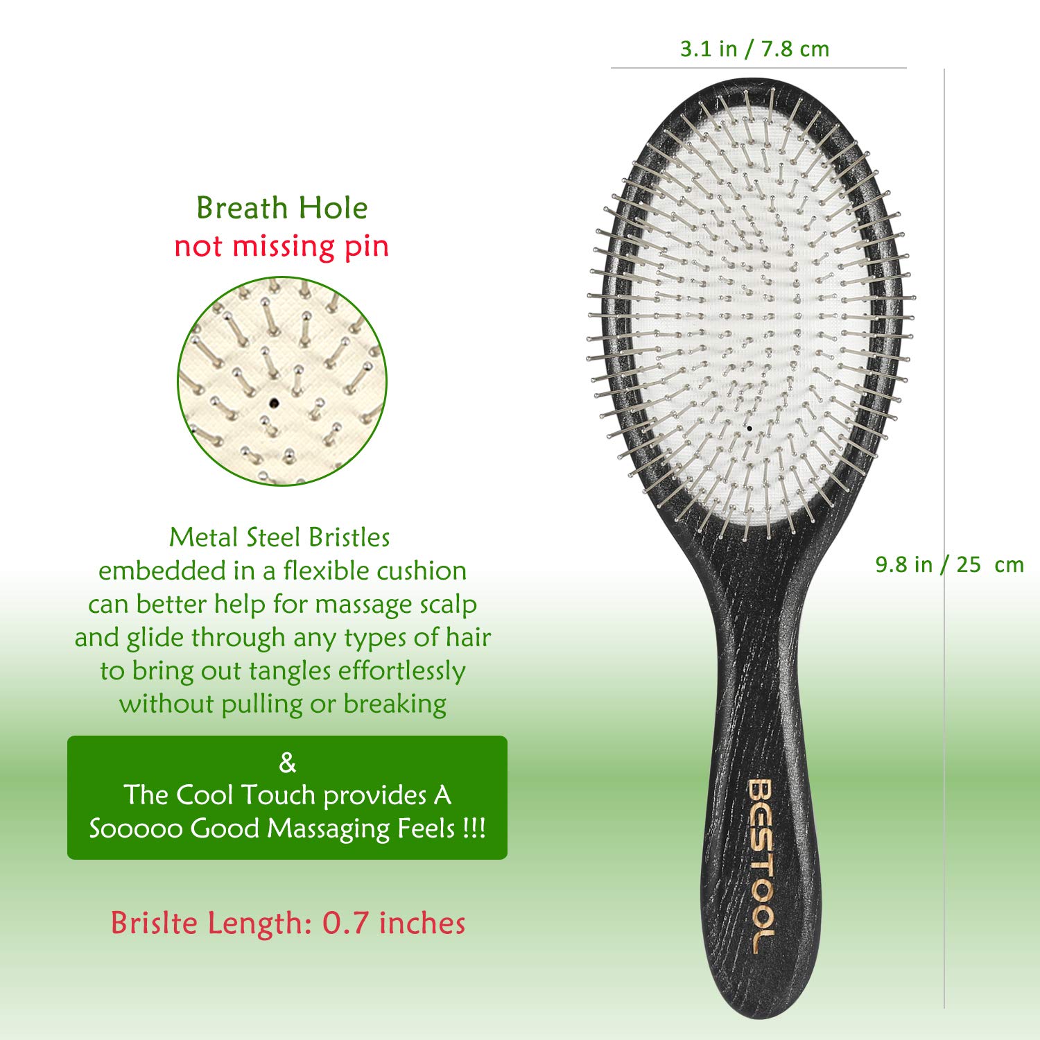BESTOOL brush demonstrates a soothing scalp massage during use