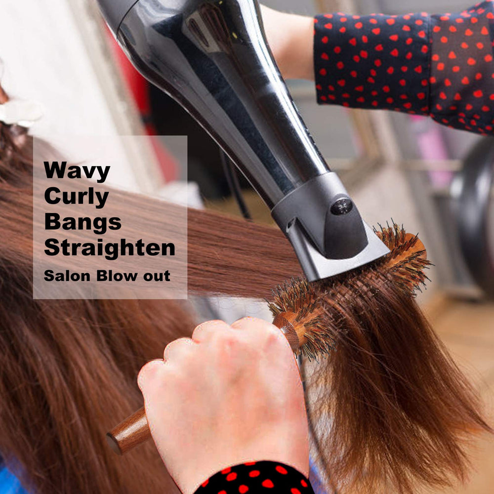 BESTOOL round hair brush boar bristles help add shine and smoothness.