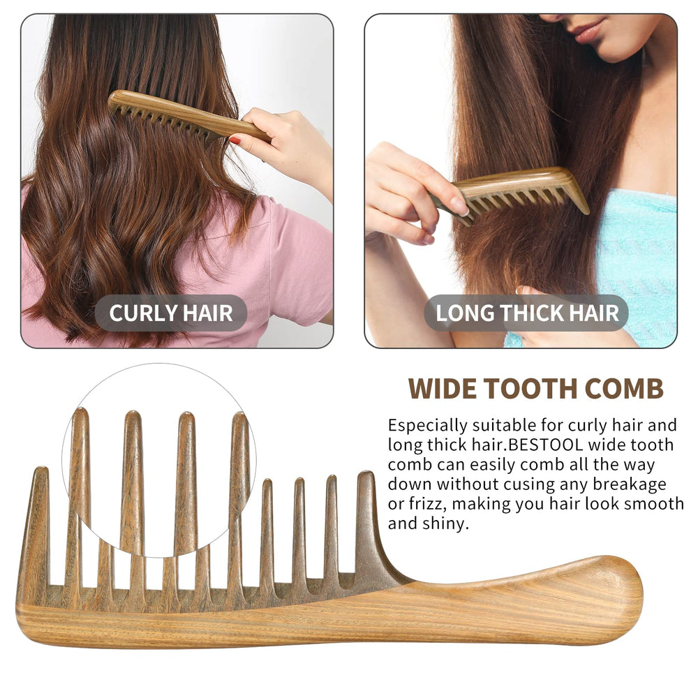 BESTOOL wide-tooth anti-static comb reduces frizz during styling