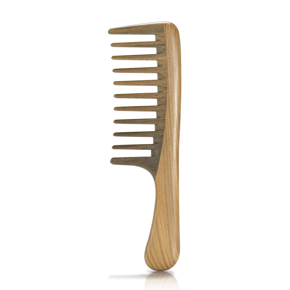 BESTOOL wide tooth comb sandalwood wood grain aids anti-static detangling for thick hair