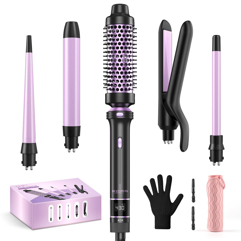 BESTOPE PRO 5-in-1 curling iron set, versatile styling for curls and straight looks.