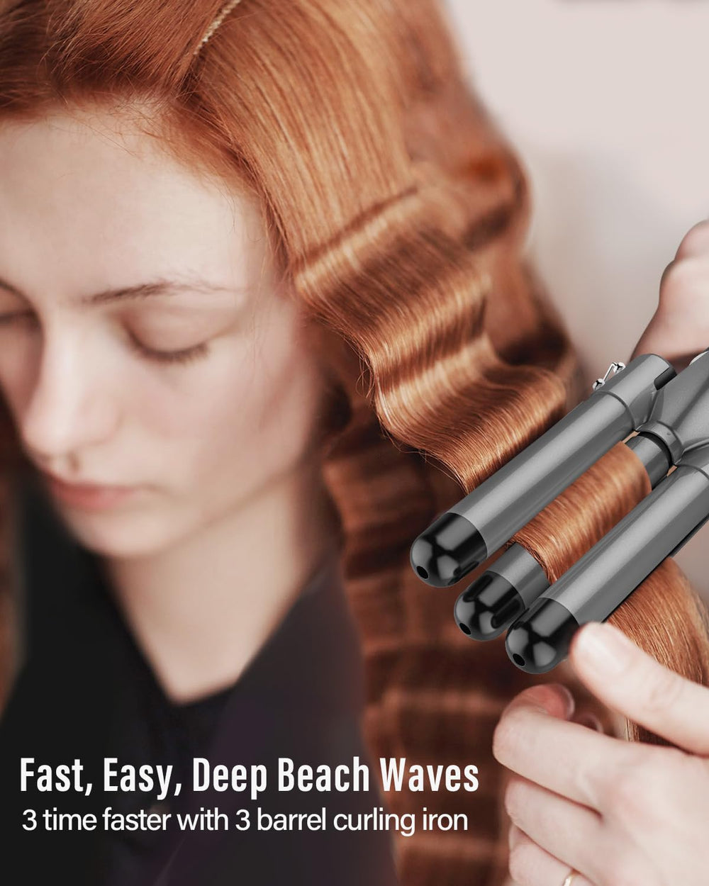 BESTOPE PRO 5-in-1 curling wand gray demonstrates fast heat-up to 30 seconds