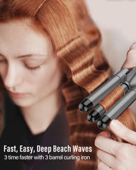 BESTOPE PRO 5-in-1 curling wand gray demonstrates fast heat-up to 30 seconds