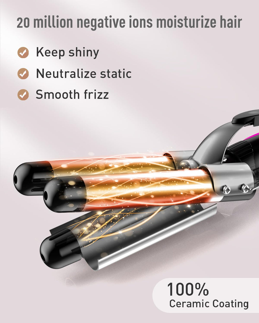 BESTOPE PRO 5-in-1 curling wand gray in-use for frizz control and shine
