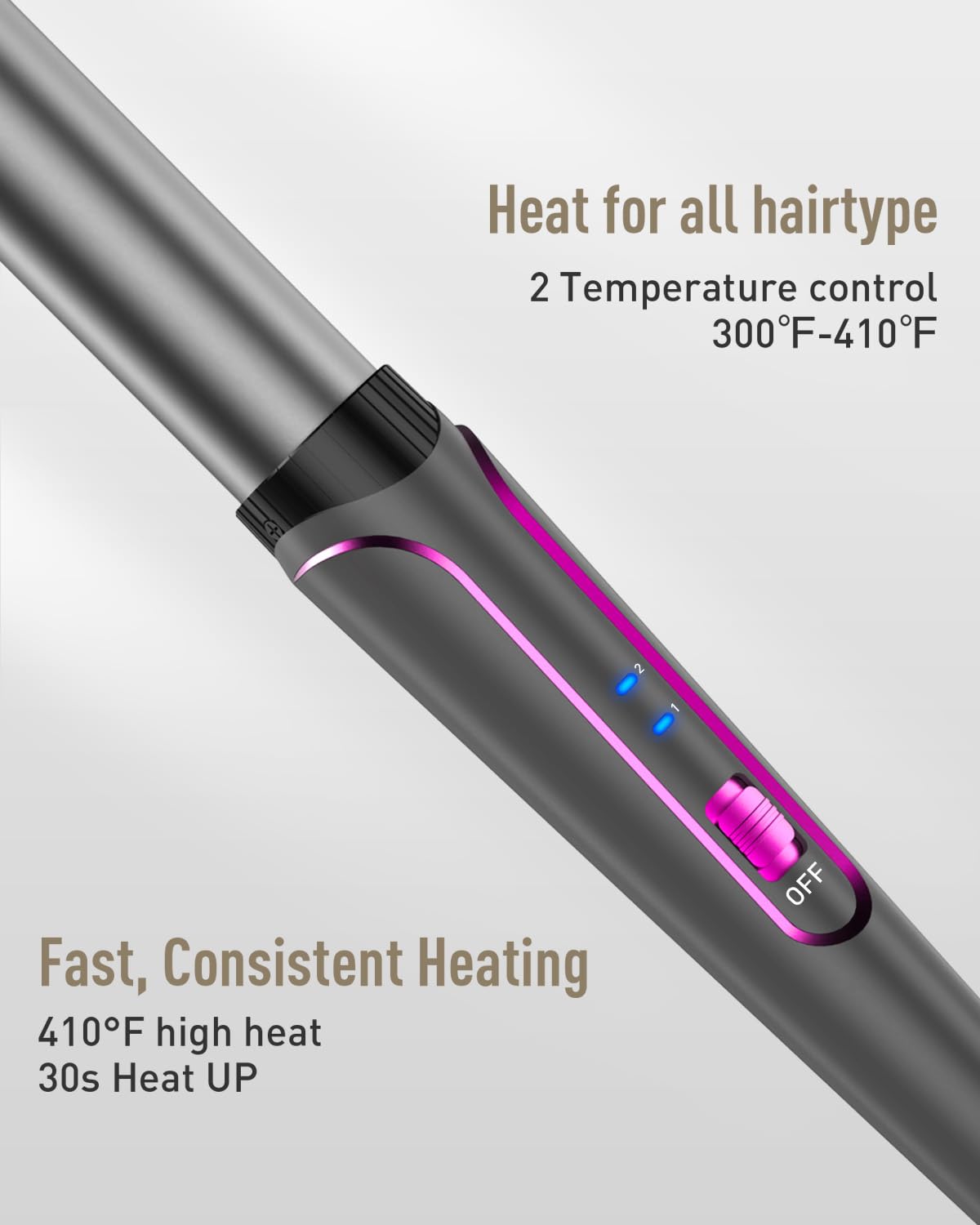 BESTOPE PRO 5-in-1 curling wand gray interchangeable barrels for travel-friendly styling