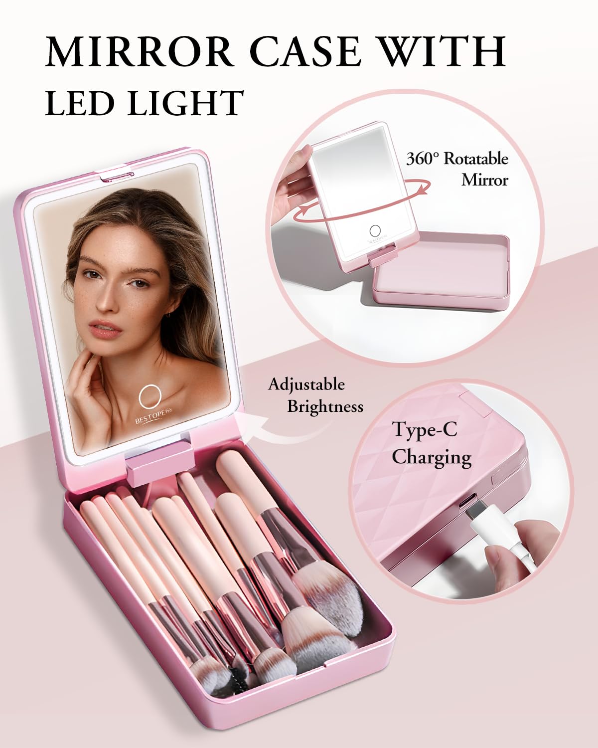 BESTOPE PRO durable alloy and wood handles reduce fatigue during makeup routines.
