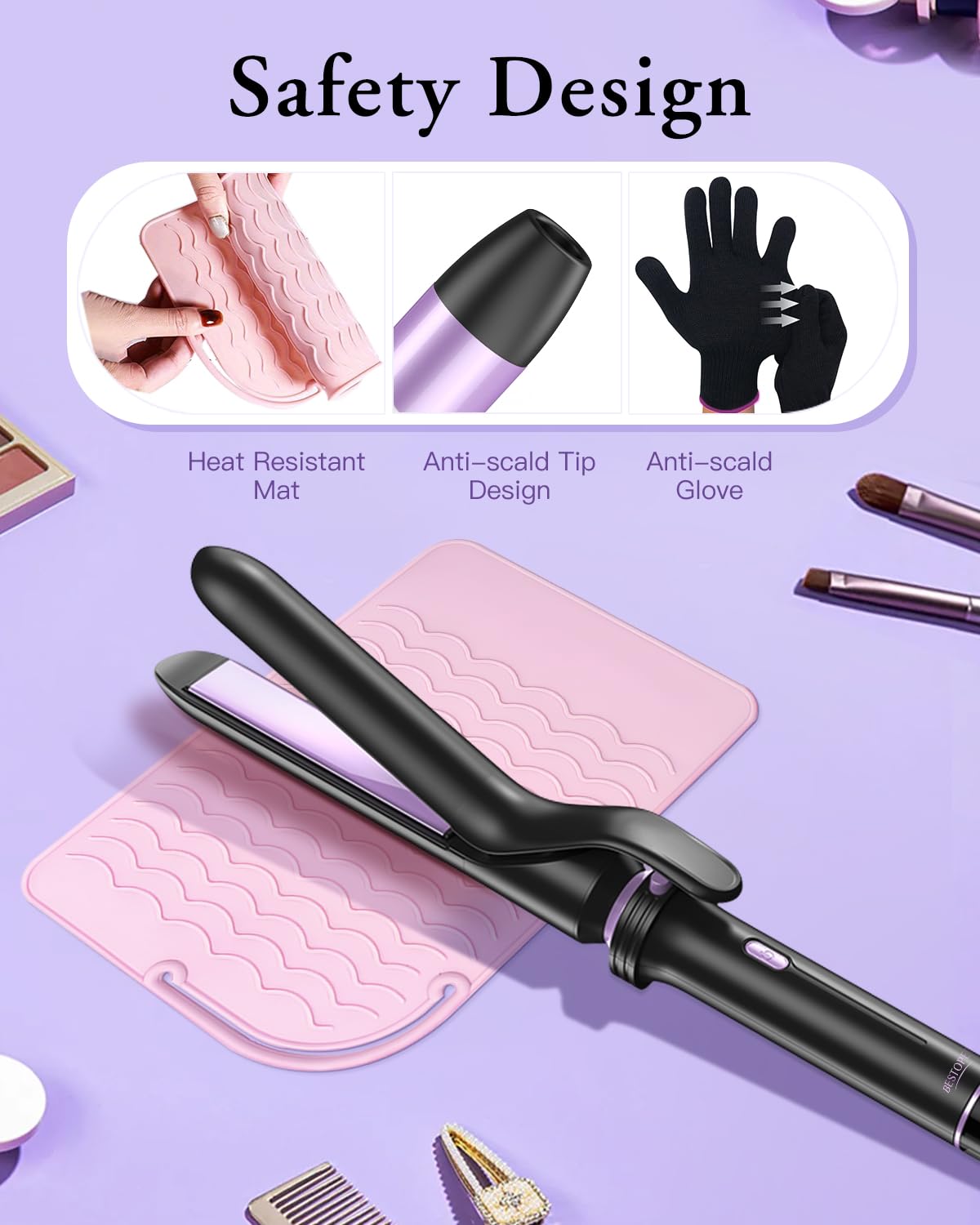 BESTOPE PRO 1-inch curling iron showing versatile curl options.