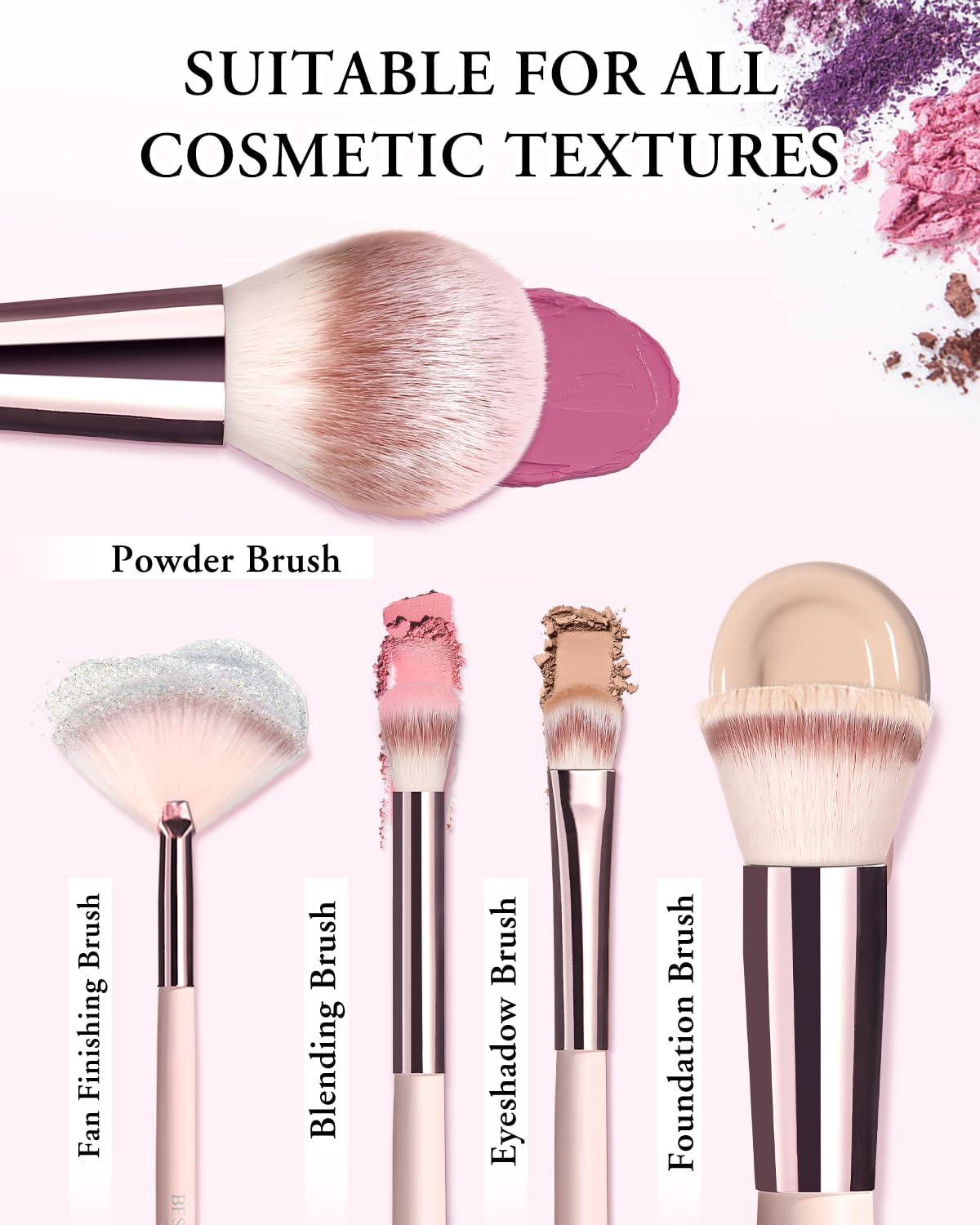 BESTOPE PRO travel brush set in a compact case enables quick makeup touch-ups.