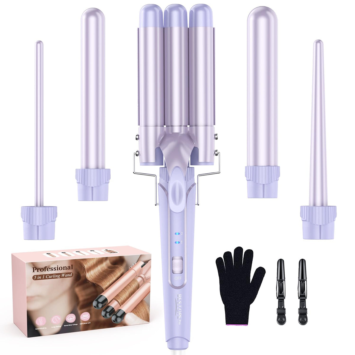 BESTOPE PRO Waver with 3-barrel design creates salon-worthy waves for all hair types.