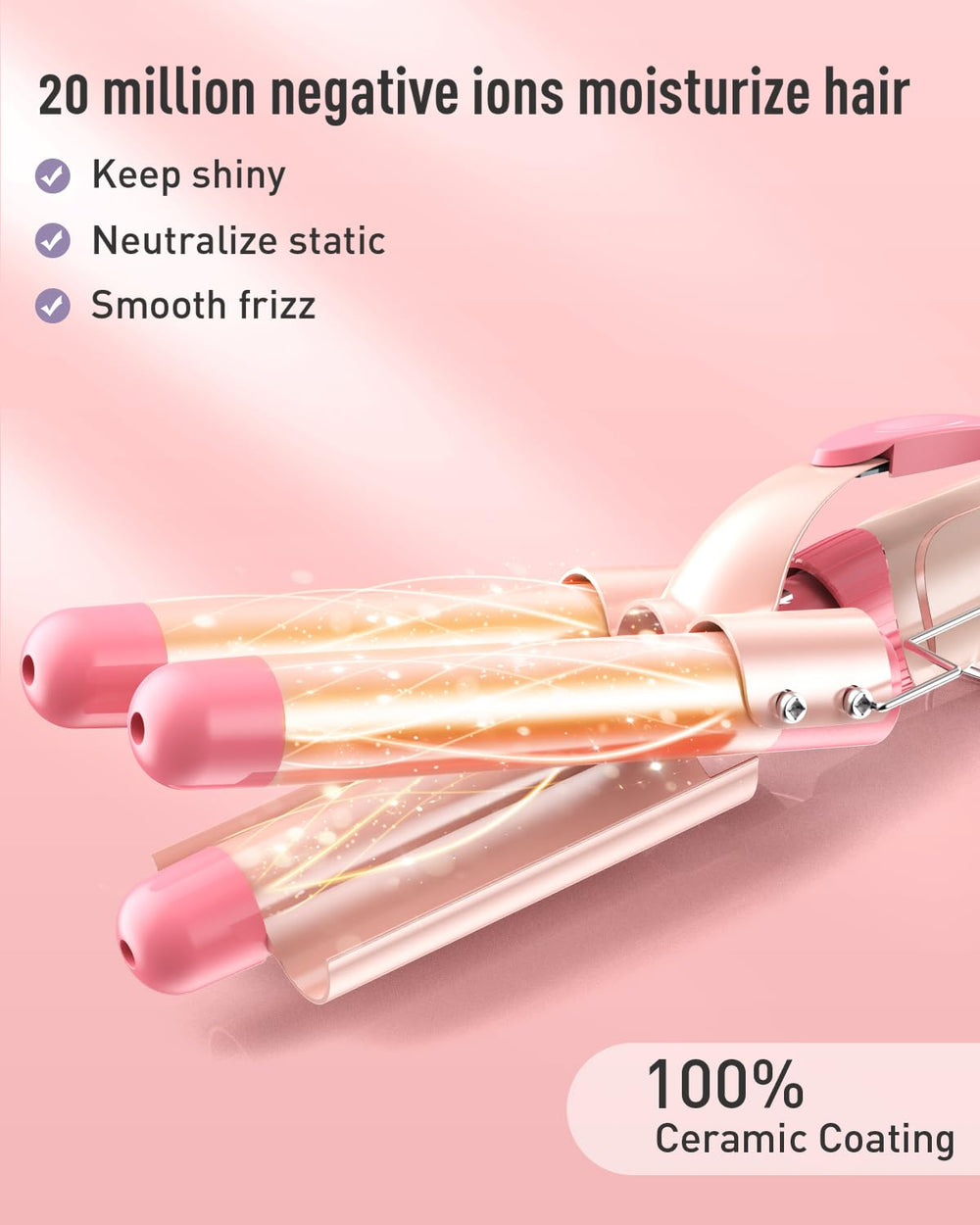 BESTOPE PRO Waver Curling Iron Wand highlights ceramic surface and frizz control.