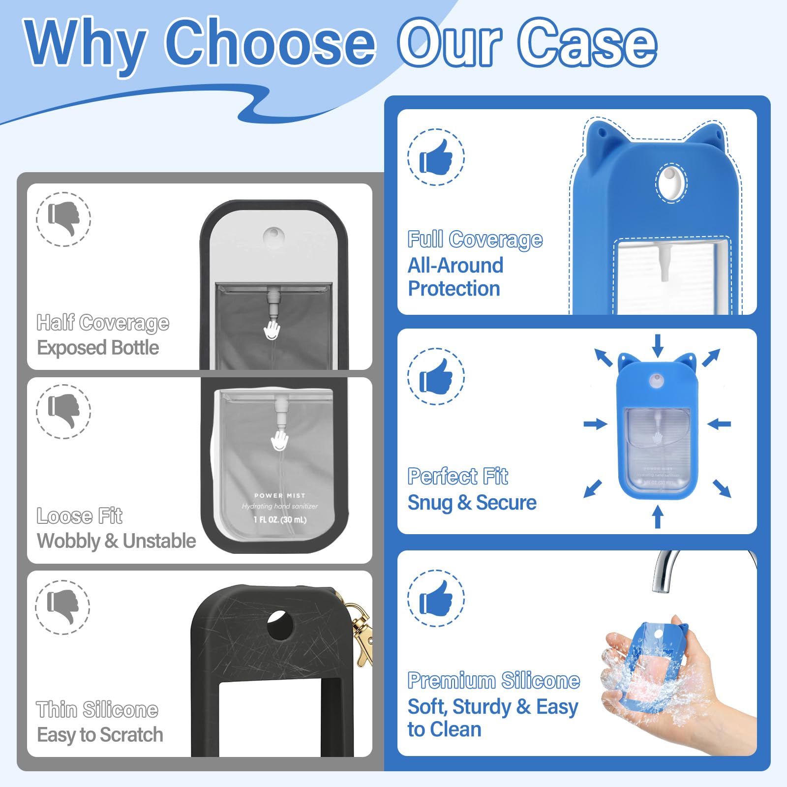 BestStone silicone case with gold keychain keeps Touchland easily reachable on bags or keys.