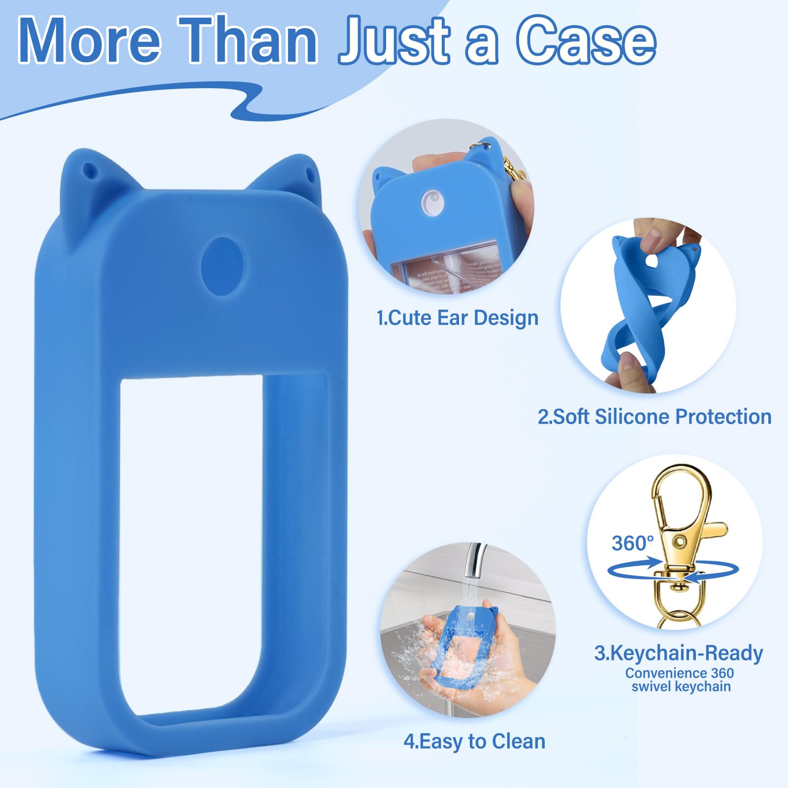 BestStone yellow pet-ear silicone case protects your 30ml sanitizer from drops and scratches.