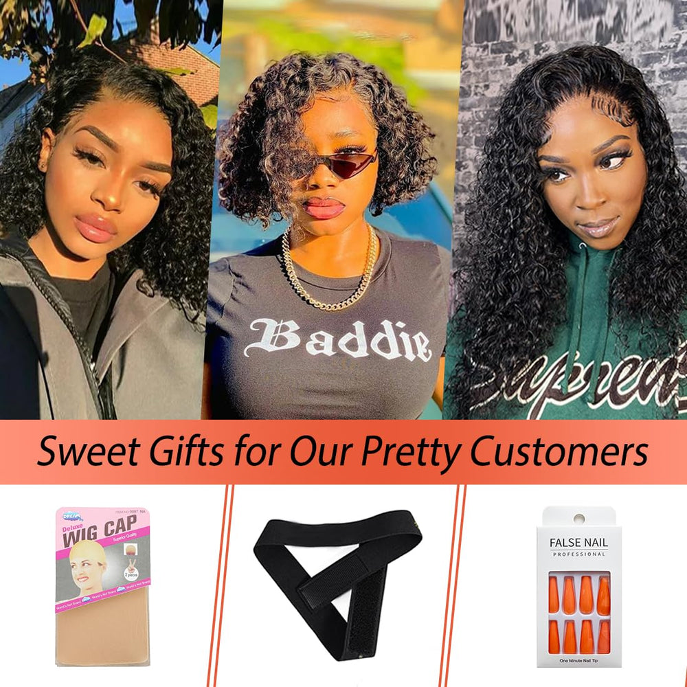 Besurina Deep Curly Bob Wig Glueless cap ensures easy, secure wear