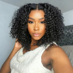 Besurina Deep Curly Bob Wig HD lace-front front view for natural hairline and daily wear
