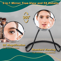 BESZONE 6-7 inch magnification with 5x zoom for precise makeup and grooming.