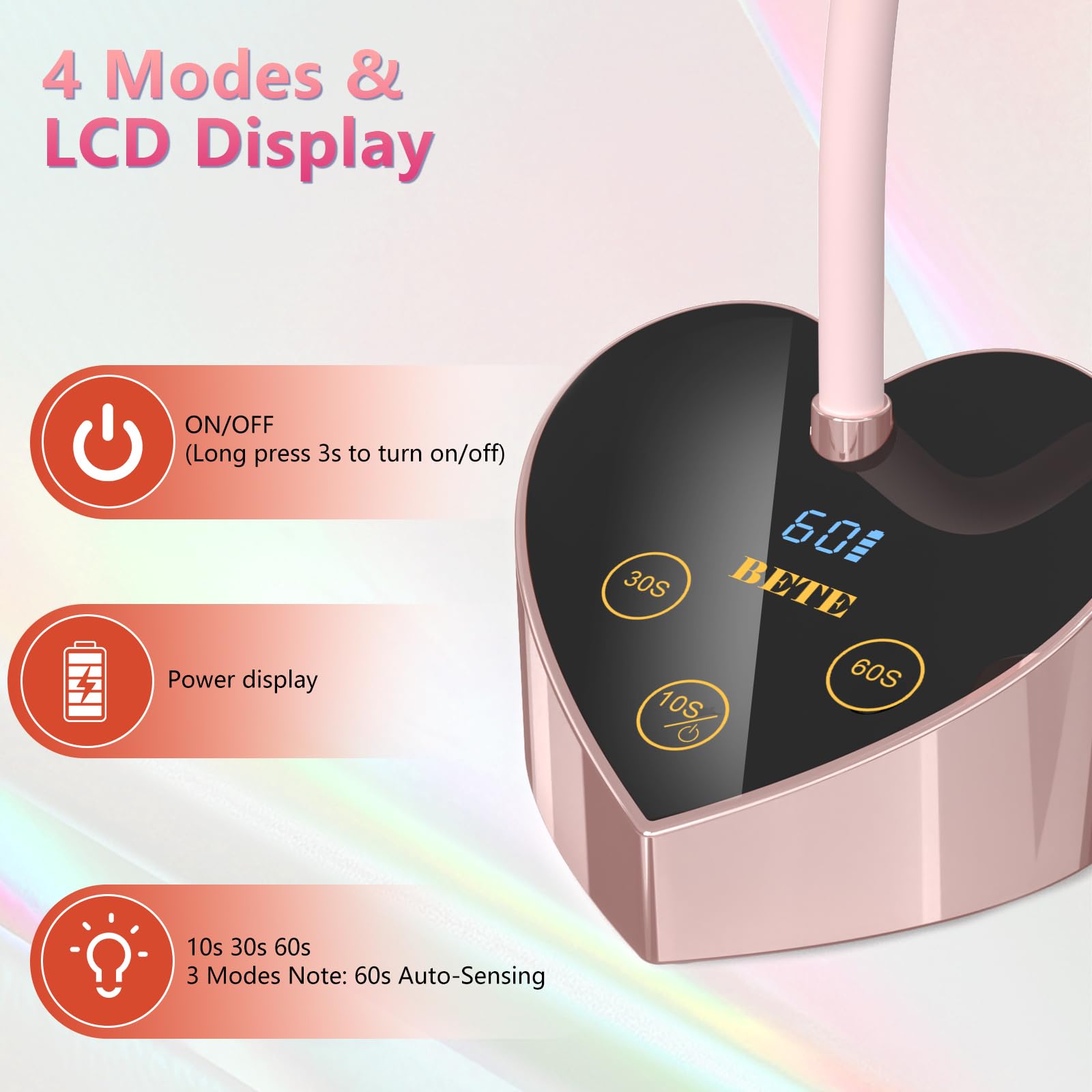 BETE dual-wavelength nail lamp with 365-405nm LEDs delivers fast, even gel curing.